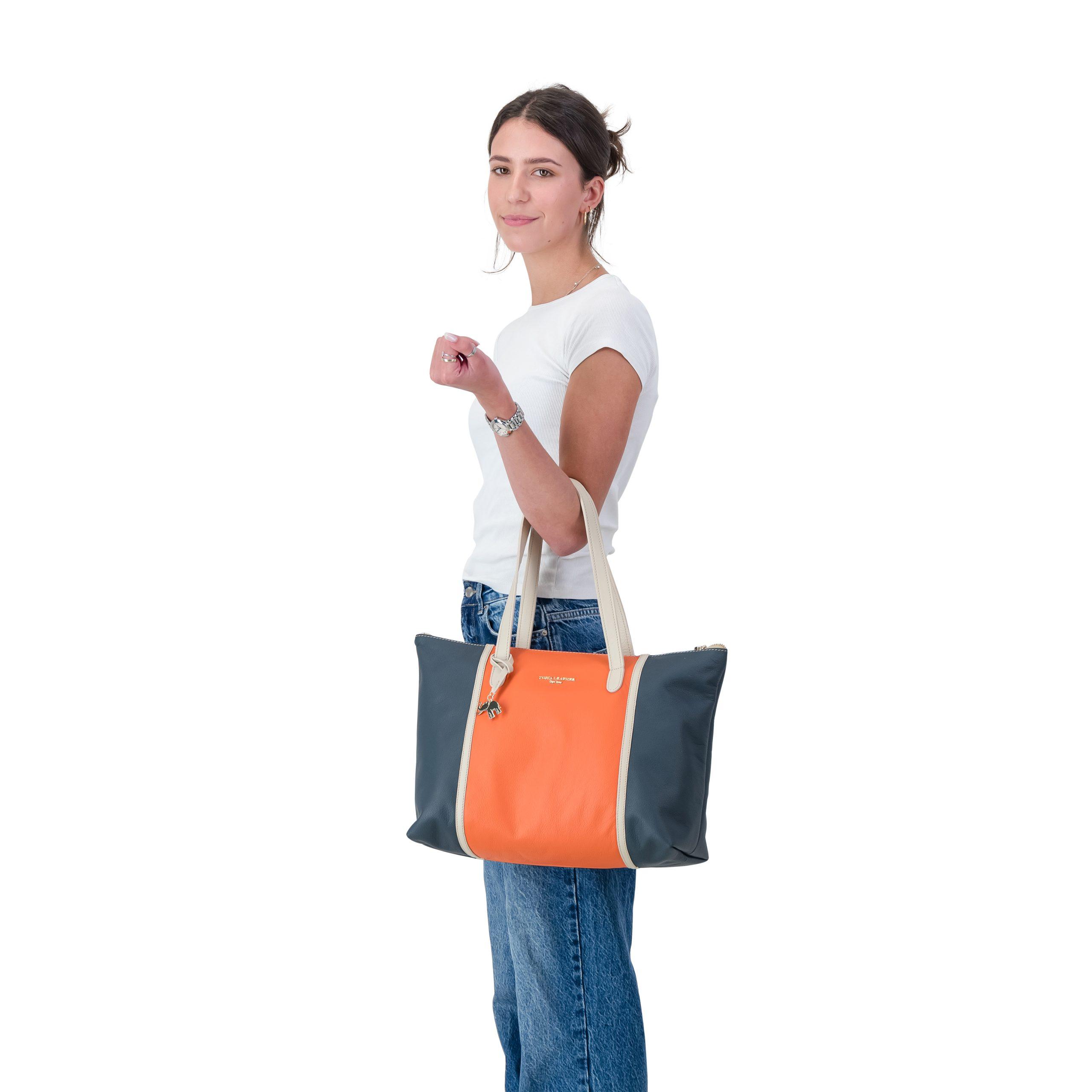 #Color_orange, navy & cream