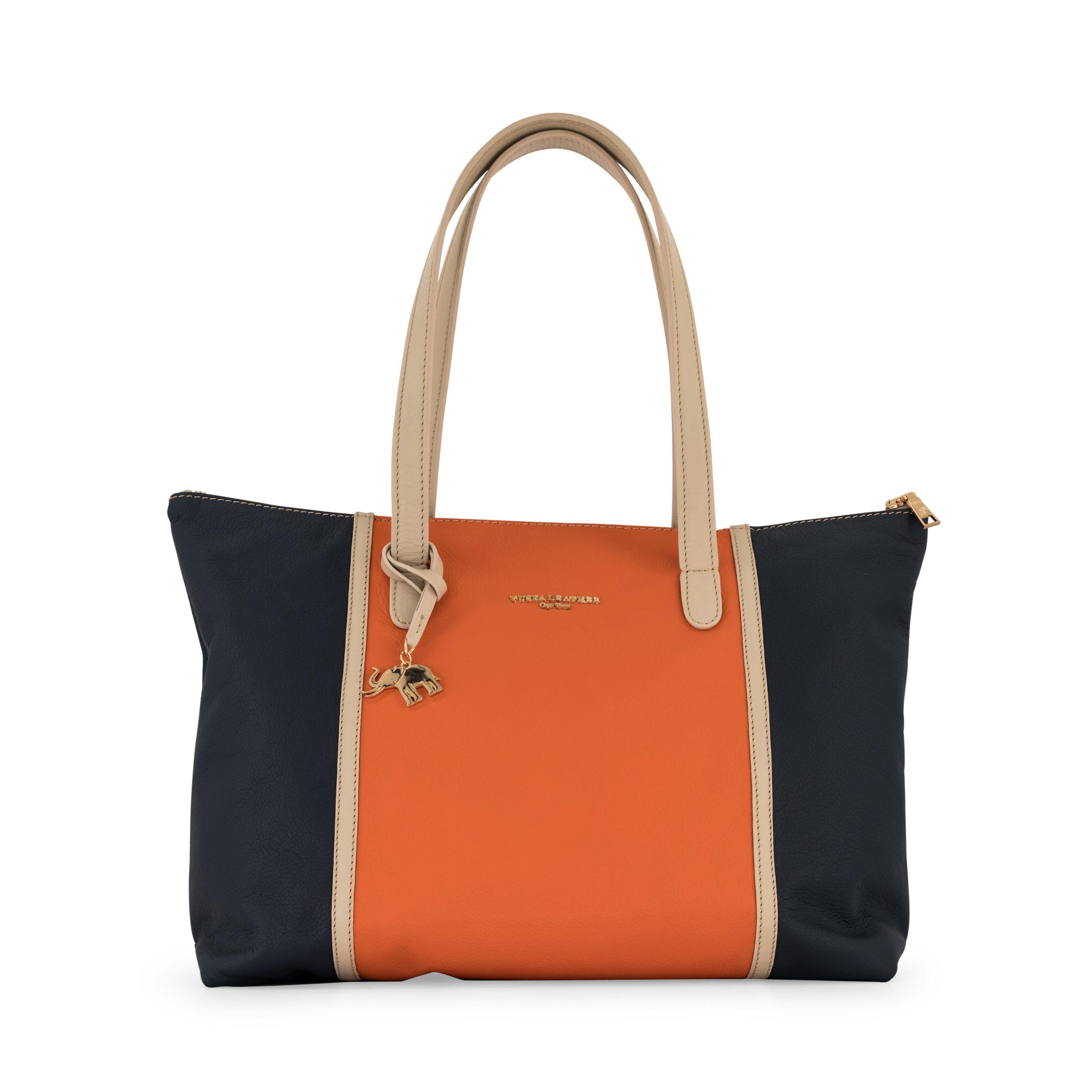 #Color_orange, navy & cream